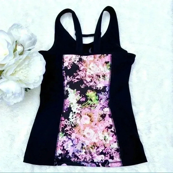 Cynthia Rowley Black Floral Athletic Tank Top - Picture 7 of 13